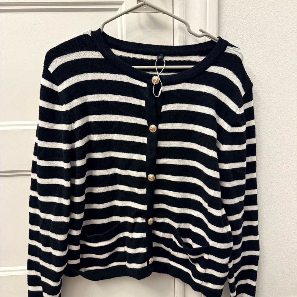 Striped Black and White Women's Sweater